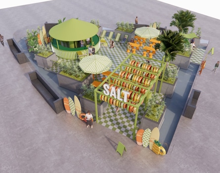 Salt Summer Market pop-up design by Studio Königshausen. A fruity and immersive brand experience. Our design ethos revolves around authenticity and community connection.